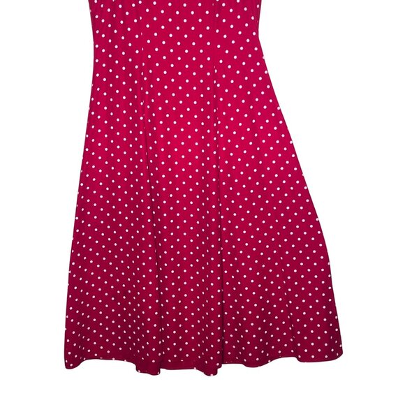VTG My Michelle Size 7/8 Red Polka Dot Sleeveless Midi Dress Career Vacation Y2K - Picture 6 of 16